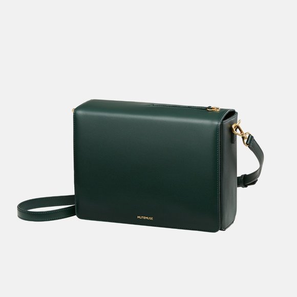 MuteMuse Handbags - MuteMuse Amuse Bag in Sorbone Green Leather with Suede lining